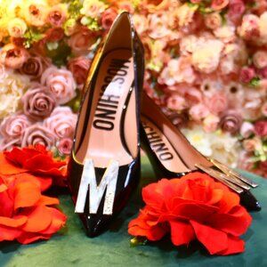 Moschino Milano Black Patent Leather Heels US 9.5